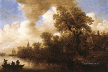 Jan van Goyen Painting - River Scene Jan van Goyen